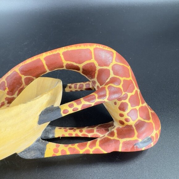 Vintage Carved Giraffe Wooden Decorative Snack Bowl Dish Decorative Trinket Dish - Picture 9 of 13
